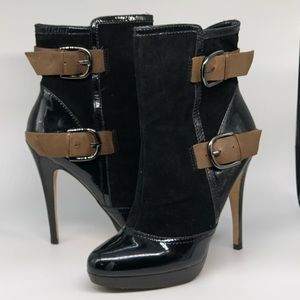 Charles by Charles David Women’s Buckles Brown Black High Heel Ankle Booties 7.5